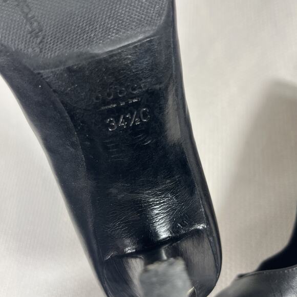Gucci Women's Black Leather Pointed-Toe Heel Pumps 34.5 C - Picture 8 of 13